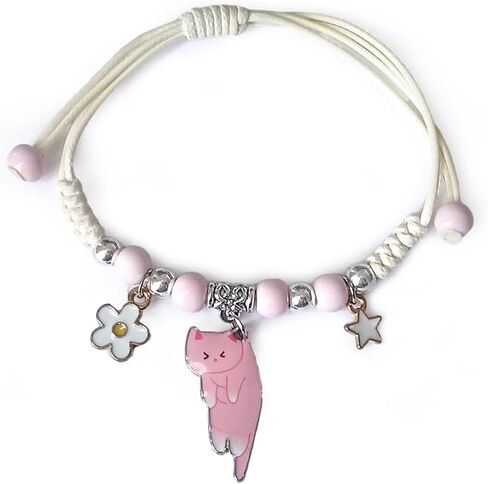 Cute Cat Charm Bracelet Beads Adjustable Braided Bracelet Friendship Birthday Party Kawaii Jewelry Gifts for Women Girls in Kuwait