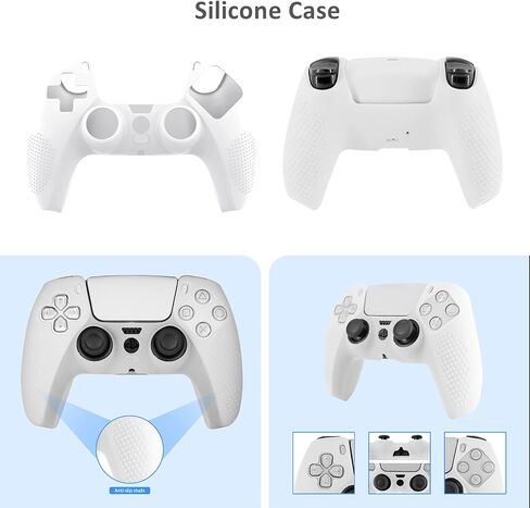طقم ملحقات 12 في 1 متوافق مع جهاز PS5، حامل شحن وحدة التحكم، غطاء سيليكون لوحدة التحكم، غطاء حماية للخصوصية للكاميرا عالية الدقة مضاد للزقزقة، غطاء عصا تناظري لوحدة التحكم in Kuwait