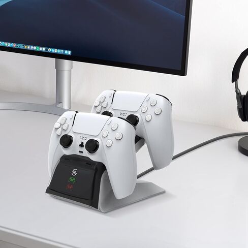 طقم ملحقات 12 في 1 متوافق مع جهاز PS5، حامل شحن وحدة التحكم، غطاء سيليكون لوحدة التحكم، غطاء حماية للخصوصية للكاميرا عالية الدقة مضاد للزقزقة، غطاء عصا تناظري لوحدة التحكم in Kuwait