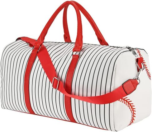 حقيبة حمل بيسبول مطرزة - حقيبة عطلة نهاية الأسبوع للنساء مقاس 22 بوصة حقيبة سفر كبيرة لعطلة نهاية الأسبوع من القماش وحقائب حمل ليلية وحقيبة رياضية (Baseball-A) in Kuwait