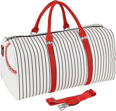 حقيبة حمل بيسبول مطرزة - حقيبة عطلة نهاية الأسبوع للنساء مقاس 22 بوصة حقيبة سفر كبيرة لعطلة نهاية الأسبوع من القماش وحقائب حمل ليلية وحقيبة رياضية (Baseball-A) in Kuwait
