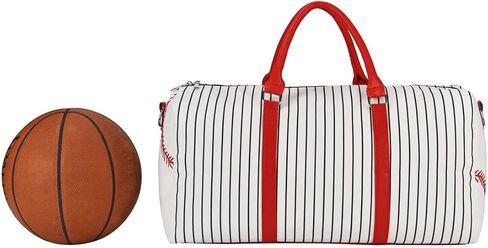 حقيبة حمل بيسبول مطرزة - حقيبة عطلة نهاية الأسبوع للنساء مقاس 22 بوصة حقيبة سفر كبيرة لعطلة نهاية الأسبوع من القماش وحقائب حمل ليلية وحقيبة رياضية (Baseball-A) in Kuwait