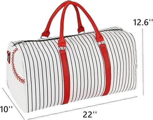 حقيبة حمل بيسبول مطرزة - حقيبة عطلة نهاية الأسبوع للنساء مقاس 22 بوصة حقيبة سفر كبيرة لعطلة نهاية الأسبوع من القماش وحقائب حمل ليلية وحقيبة رياضية (Baseball-A) in Kuwait