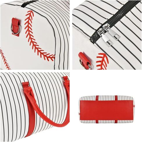 حقيبة حمل بيسبول مطرزة - حقيبة عطلة نهاية الأسبوع للنساء مقاس 22 بوصة حقيبة سفر كبيرة لعطلة نهاية الأسبوع من القماش وحقائب حمل ليلية وحقيبة رياضية (Baseball-A) in Kuwait
