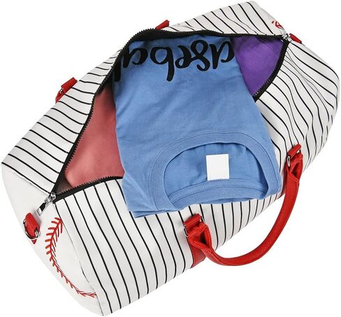 حقيبة حمل بيسبول مطرزة - حقيبة عطلة نهاية الأسبوع للنساء مقاس 22 بوصة حقيبة سفر كبيرة لعطلة نهاية الأسبوع من القماش وحقائب حمل ليلية وحقيبة رياضية (Baseball-A) in Kuwait