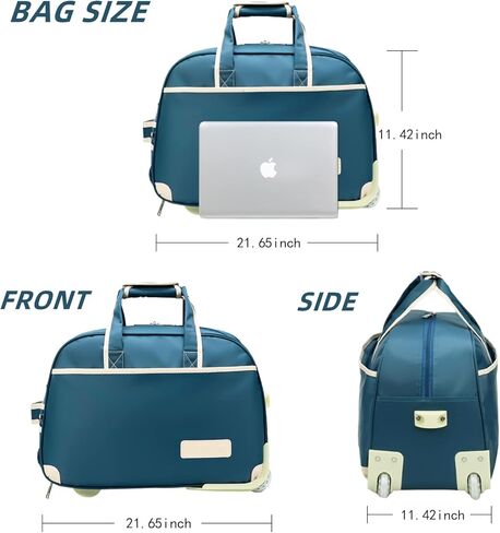 حقيبة دفل متدحرجة بعجلات، أمتعة محمولة، حقيبة سفر، حقائب ملابس للسفر (أزرق/كبير) in Kuwait