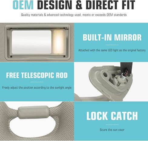 Left Driver Side Sun Visor SunVisor with Light for 2005-2009 Subaru Outback Legacy 92011AG55AOR (Gray) in Kuwait