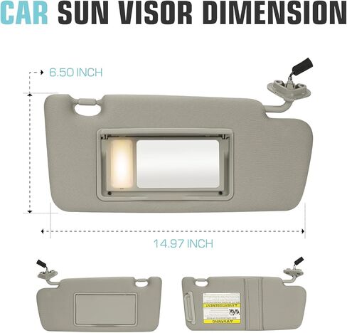Left Driver Side Sun Visor SunVisor with Light for 2005-2009 Subaru Outback Legacy 92011AG55AOR (Gray) in Kuwait