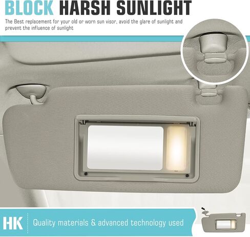 Left Driver Side Sun Visor SunVisor with Light for 2005-2009 Subaru Outback Legacy 92011AG55AOR (Gray) in Kuwait