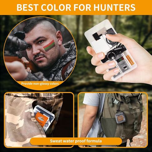 Camo Face Paint Set, Water & Sweat Resistant Safe Hunting Face Paint, Camouflage Hunting Accessories and Gear for Duck, Deer, Turkey Hunting About 200 Times in Saudi Arabia