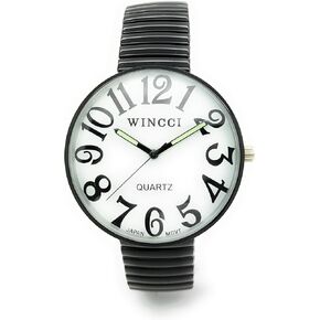 Mens Ladies Jumbo Big Numbers Stretch Elastic Band Analog Quartz Fashion Watch in Kuwait