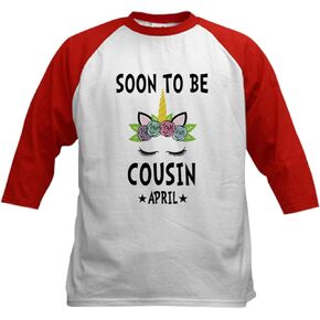 CafePress Soon to Be Cousin April Future GIF Baseball Jersey Kids Cotton Baseball Jersey, 3/4 Raglan Sleeve Shirt in Saudi Arabia