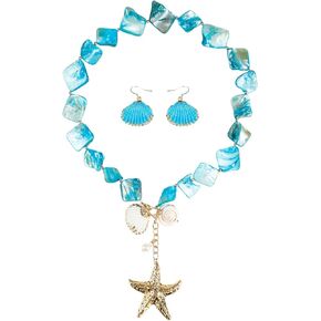Natural Seashell Collar Necklaces and Earrings Jewelry Set for Women in Kuwait