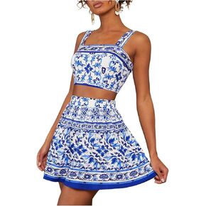 Floerns Women's 2 Piece Outfit Floral Print Crop Cami Top with Mini Skirt Set in Saudi Arabia