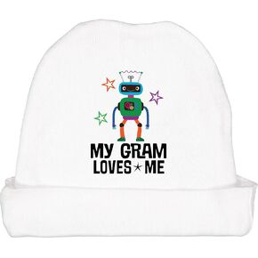 inktastic My Gram Loves Me Grandson Robot Baby Beanie Hat in Kuwait