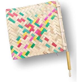 pack of 2 Organic Natural Bamboo Hand Made Hand Fan Pankha Bena for Natural Cool Air with Handle_Al in Saudi Arabia