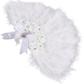 BESPORTBLE Decorative Bride Fan Elegant Wedding Plume Fan for Bridal Parties Performance Prop and Photo Shoots Design Rhinestone Accents for Celebrations and Memorable Moments in Saudi Arabia