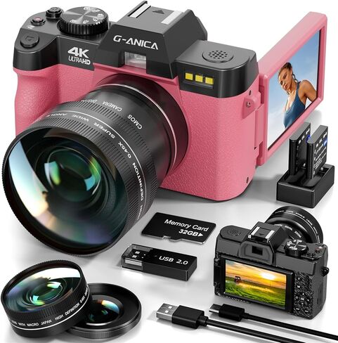 كاميرات رقمية للتصوير الفوتوغرافي، وكاميرا فيديو لمدونات الفيديو، وكاميرا مدونات فيديو لليوتيوب، وكاميرا صغيرة مزودة ببطاقة TF سعة 32 جيجابايت. عدسة واسعة الزاوية وماكرو (يمكن تحريف 13 ميجابكسل إلى 48 ميجابكسل) in Kuwait