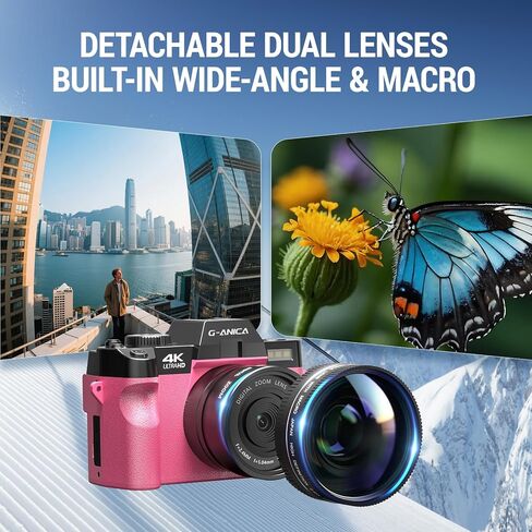 كاميرات رقمية للتصوير الفوتوغرافي، وكاميرا فيديو لمدونات الفيديو، وكاميرا مدونات فيديو لليوتيوب، وكاميرا صغيرة مزودة ببطاقة TF سعة 32 جيجابايت. عدسة واسعة الزاوية وماكرو (يمكن تحريف 13 ميجابكسل إلى 48 ميجابكسل) in Kuwait