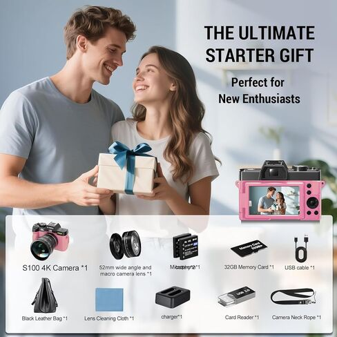 كاميرات رقمية للتصوير الفوتوغرافي، وكاميرا فيديو لمدونات الفيديو، وكاميرا مدونات فيديو لليوتيوب، وكاميرا صغيرة مزودة ببطاقة TF سعة 32 جيجابايت. عدسة واسعة الزاوية وماكرو (يمكن تحريف 13 ميجابكسل إلى 48 ميجابكسل) in Kuwait