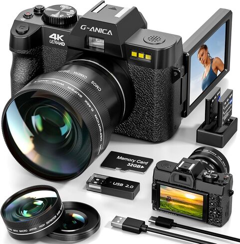 Digital Cameras for Photography, Video Camera for Vlogging, Vlogging Camera for YouTube, Small Camera with 32GB TF Card.Wide-Angle & Macro Lens (13MP Pixels can be Interpolated to 48MP) in Saudi Arabia