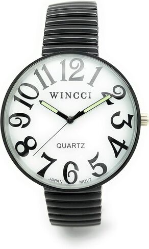 Mens Ladies Jumbo Big Numbers Stretch Elastic Band Analog Quartz Fashion Watch in Kuwait