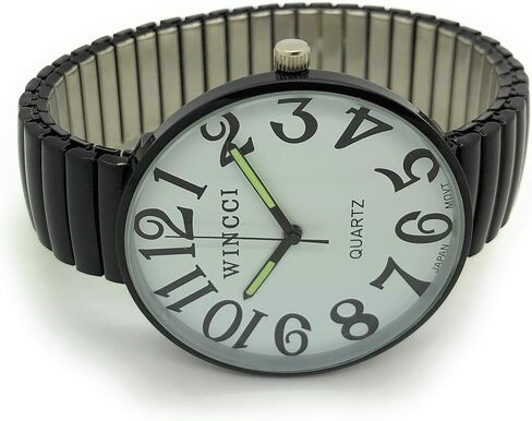 Mens Ladies Jumbo Big Numbers Stretch Elastic Band Analog Quartz Fashion Watch in Kuwait