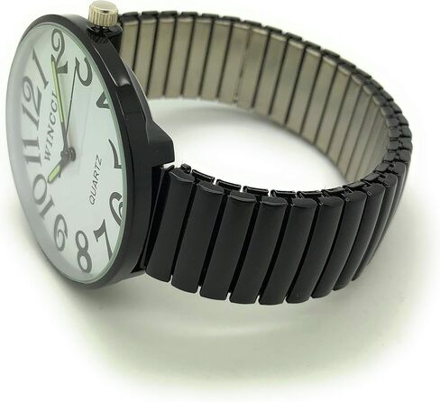 Mens Ladies Jumbo Big Numbers Stretch Elastic Band Analog Quartz Fashion Watch in Kuwait