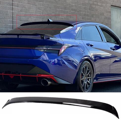 WINDOW WINDOW ROOD SPOPED SPOPTOR WIND متوافق مع Hyundai ELANTRA SE/SEL/LIMITER/N LINE SEDAN 2021-2024 ملحقات خارجي أسود Gloss in Saudi Arabia