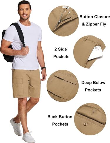 COOFANDY Men's Cargo Shorts Casual Loose Fit Outdoor Work Hiking Fishing Golf Shorts with Pockets Khaki in Saudi Arabia