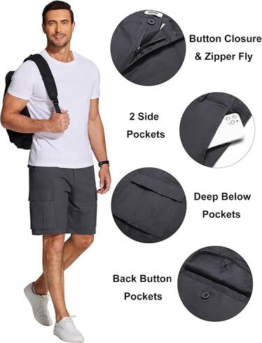 COOFANDY Men's Cargo Shorts Casual Loose Fit Outdoor Work Hiking Fishing Golf Shorts with Pockets Khaki in Saudi Arabia