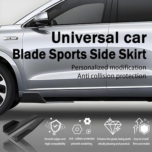 2pcs التنانير الجانبية العالمية ، الخلفية الصدفة الجانبية الشفاهية تنورة حامي ناشر المفسدين تجسس الألياف الكربون الجانبية الجانبية الزخرفة الخارجية مجموعة anti-scratch (أسود) in Kuwait