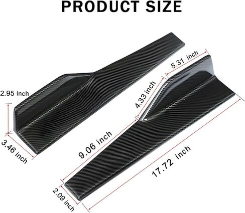 2pcs التنانير الجانبية العالمية ، الخلفية الصدفة الجانبية الشفاهية تنورة حامي ناشر المفسدين تجسس الألياف الكربون الجانبية الجانبية الزخرفة الخارجية مجموعة anti-scratch (أسود) in Kuwait