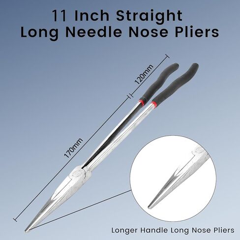 Straight Long Needle Nose Pliers, 16inch Long Reach Nose Pliers Long Reach Pliers Nipper Bent Nose Duckbill Pliers for Narrow Spaces and Limited Areas in Kuwait