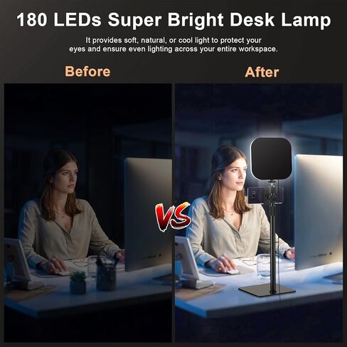Video Conference Lighting, 180 LED Webcam Light with Phone Holder for Video Recording, Zoom Light for Laptop Computer, Video Light for for Online Meeting, Video Calls, Live Streaming, Broadcasting in Kuwait
