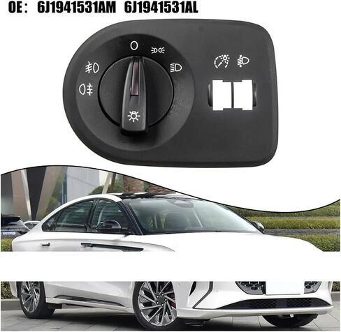 مفتاح ضوء السيارة 1PC مفتاح المصباح الأمامي مع ضوء الضباب ملاءمة للمقعد Ibiza 2009-2015 Black ABS Meadlight Switch 6J1941531AL Universal in Saudi Arabia