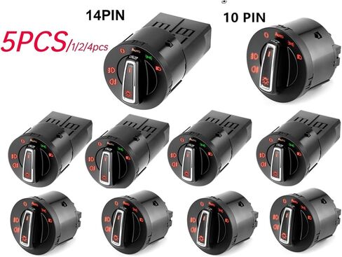 Meadlight Head Head Lamp Switch Module 14pin/10pin fit for golf fit for Jetta Mk5 6 fit for tiguan ، fit for touran fit for passat for polo fit for bora (5pcs 14pin) in Saudi Arabia