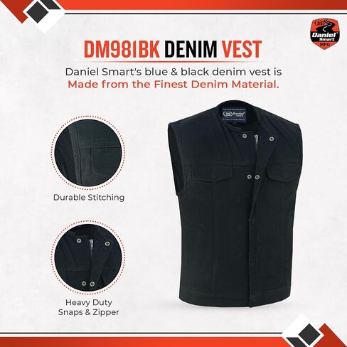 Daniel Smart Biker Vest for Men Unique Raw biker vest Without Collar Design with concealment inside in Saudi Arabia