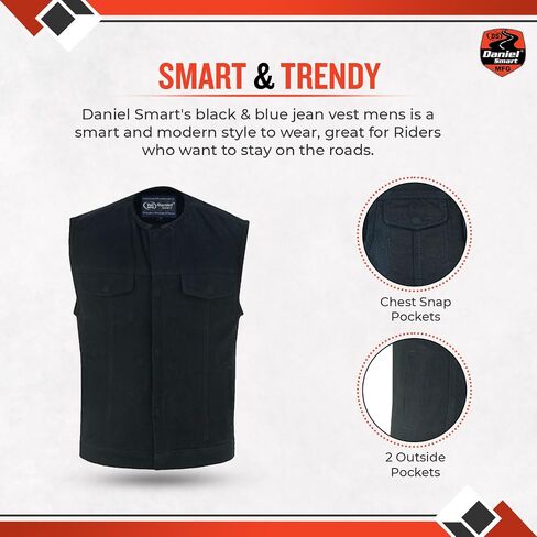 Daniel Smart Biker Vest for Men Unique Raw biker vest Without Collar Design with concealment inside in Saudi Arabia