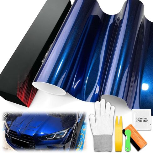 1ftx5ft pet super gloss metallic tanzanite blue high glossy finyl wrap auto car stick stick stick sheet firm technology free free air in Saudi Arabia