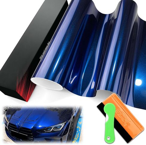 1FTx5FT PET Super Gloss Metallic Tanzanite Blue High Glossy Vinyl Wrap Auto Car Sticker Decal Film Sheet Bubble Free Air Release Technology with Tool Set in Saudi Arabia
