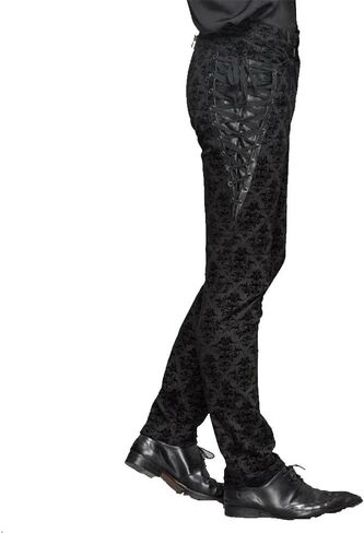 Men Gothic Black Brocade Dress Pants Victorian Printed Pant/USA in Saudi Arabia