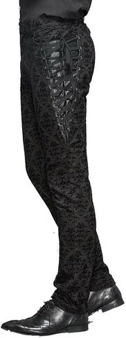 Men Gothic Black Brocade Dress Pants Victorian Printed Pant/USA in Saudi Arabia