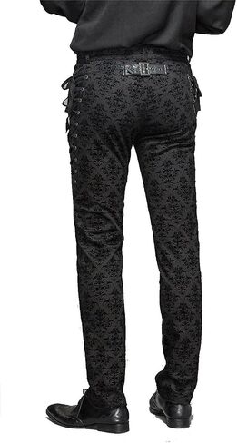 Men Gothic Black Brocade Dress Pants Victorian Printed Pant/USA in Saudi Arabia