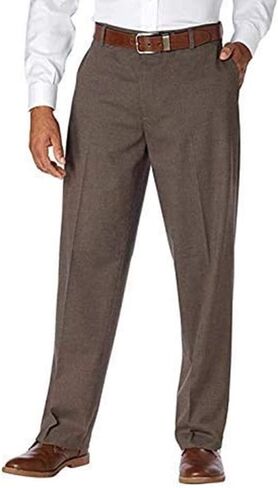 KIRKLAND Signature Men’s Non-Iron Comfort Pant with Expander Waist (Brown Fancy, 36x29) in Saudi Arabia