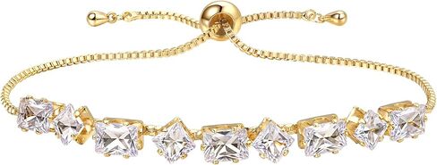 18K Gold Plated Tennis Bracelet for Women with Sparkling Zirconia Stones, Adjustable Size, Elegant Gift for Wedding, Party, Girlfrined, Mom, Birthay, Chrismas in Saudi Arabia