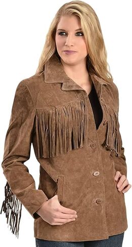 Traditional Western Cowgirl 100% Genuine Suede Leather Jacket | Women's Boar Suede Fringe Jacket coat in Kuwait