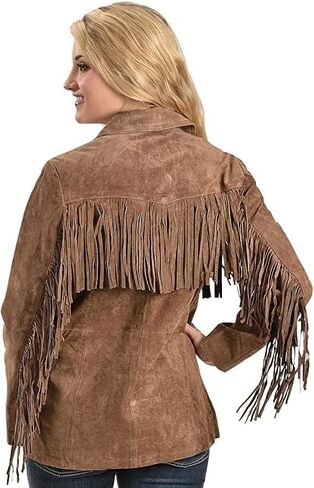 Traditional Western Cowgirl 100% Genuine Suede Leather Jacket | Women's Boar Suede Fringe Jacket coat in Kuwait