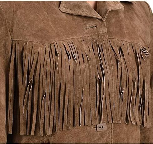 Traditional Western Cowgirl 100% Genuine Suede Leather Jacket | Women's Boar Suede Fringe Jacket coat in Kuwait
