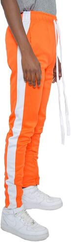 Weiv Solid Single Stripe Track Pant Jogger Athletic Pants with Ankle Zipper in Kuwait